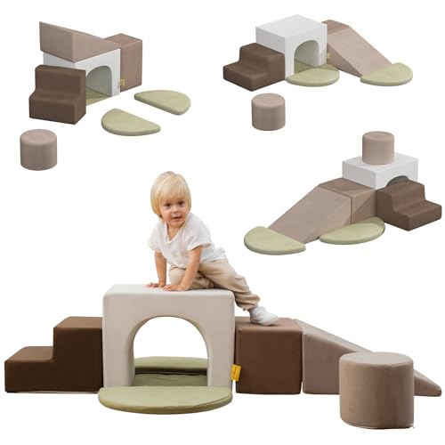 BanaSuper Foam Climbing Blocks for Children, Foam Building Blocks XXL, EN71 Certified & Non-Slip, Children's Montessori Toy, Washable Case for Indoor Fun, Baby Soft Playset (Grey)