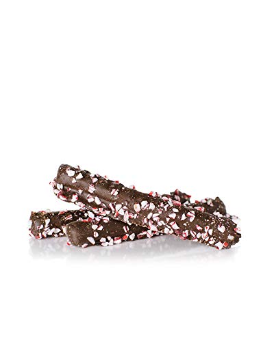 Tara's Handcrafted Gourmet Pretzel Rods, Dark Chocolate Dipped Peppermint Candy Coated