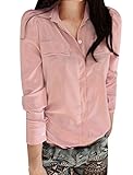 Allegra K Women Button Down Long Sleeve Shirt Casual Chiffon Tops