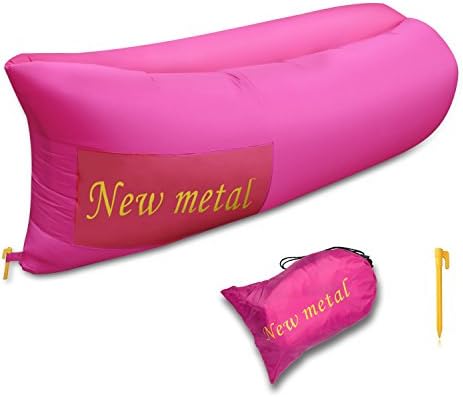 New metal® Second Generation Outdoor Inflatable Lounger Inflatable Sofa Suitable For Camping, Beach Couch Sofa Dream Chair Garden Cushion Pool Party Sleeping Air Bed-- Rose Red