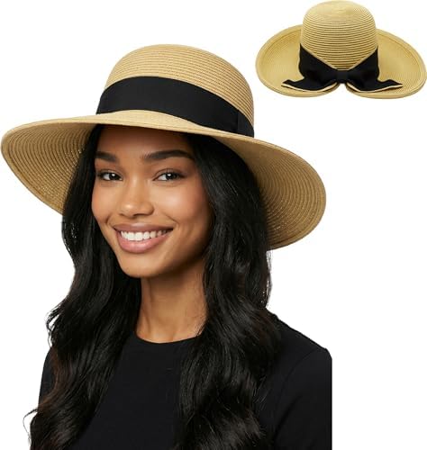 Classy Wide Brim Black Women\'s Straw Sun Hat with Skinny Band Fdelink Sun Hat Sun UV Protection Hat Women Big Brim Straw  main image 4
