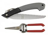 BambooMN Brand - Okatsune Folding Garden, Bonsai & Ikebana Saw and Heavy Duty Pruning Shear Snip