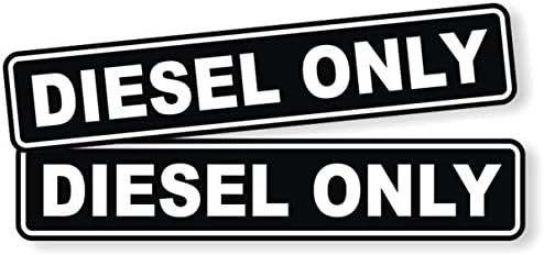 2-Pc Hair-raising Modern Diesel Only Car Stickers Motor Emblem Vinyl Stick Windows Decor Size 1-1/4" x 6-1/4" Colors Black and White