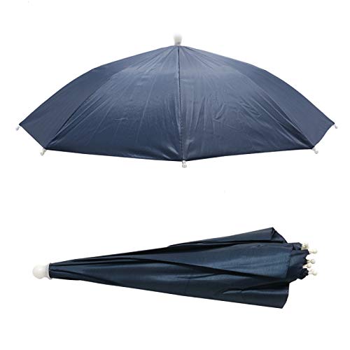 AQUEENLY Elastic Umbrella Hat for Fishing Gardening Outdoor, 20'' Diameter Hand Free Hat Headwear for Adults and Kids, Dark Blue - Thumbnail 5