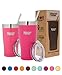 Healthy Human Stainless Steel Tumbler with Straw & Lid | Splash Proof Insulated Travel Cup | Eco-Friendly Coffee Tumblers | Water Cups with Straws Cleaner and Splash Proof Lids (20oz, Hawaiian Pink)