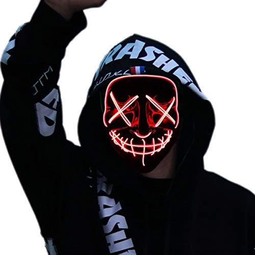 LED Light Up Mask EL Wire Halloween Costume Skull Full Face for Party Cosplay Carnival Gift Festival