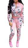 Ybenlow Women's 2 Piece Floral Bodycon Sweatsuit Set Tracksuit Outfit (Large, 10-Multicoloured)