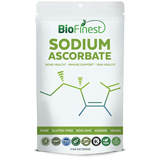 Biofinest Sodium Ascorbate Vitamin C Powder - Pure Gluten-Free Non-GMO Kosher Vegan Friendly - Supplement for Healthy Bone, Teeth, Immune Support, Skin Health (500g)