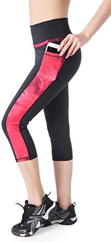 Women's Capri Yoga Pants Workout Leggings Pocket Running Exercise Active Athletic Gym Tights High Waist