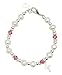 Christening Austrian Clear or Pink Crystals with Cultured Fresh Water Pearls and Sterling Silver Cross Charm Luxury Child Unisex Bracelet, Baptism,Communion (BFWC)