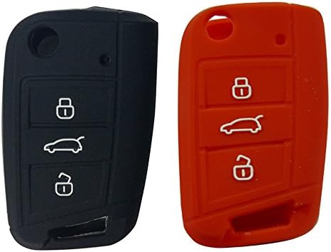 Lots 2pcs Black +Red Silicone Silicone Skin Remote Key Protective Cover Case For VW VOLKSWAGEN MK7 GOLF 3 Buttons Replacement
