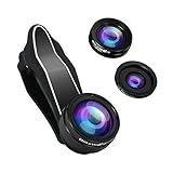 Phone Camera Lens Kit - BlitzWolf 3 in 1 Fisheye Lens iPhone 230 Degree + Wide Angle Lens 0.63X +Macro Len 15X with Clip for Android Samsung Smartphones and more