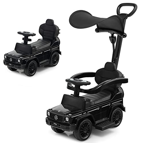 Costzon Push Car for Toddlers, 3 in 1 Mercedes Benz Stroller Sliding Walking Car w/Canopy, Handle, Armrest Guardrail, Underneath Storage, Horn Sound, Foot-to-Floor Ride On Toy for Boys Girls (Black) at Amazon