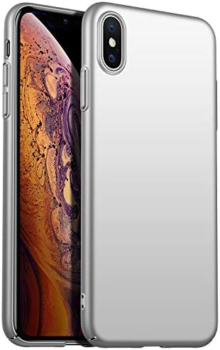 UNIQUEJASON Compatible with iPhone XS MAX mobile phone case New all-inclusive frosted silk hard shell ultra-thin anti-fall protective shell (Titanium silver)