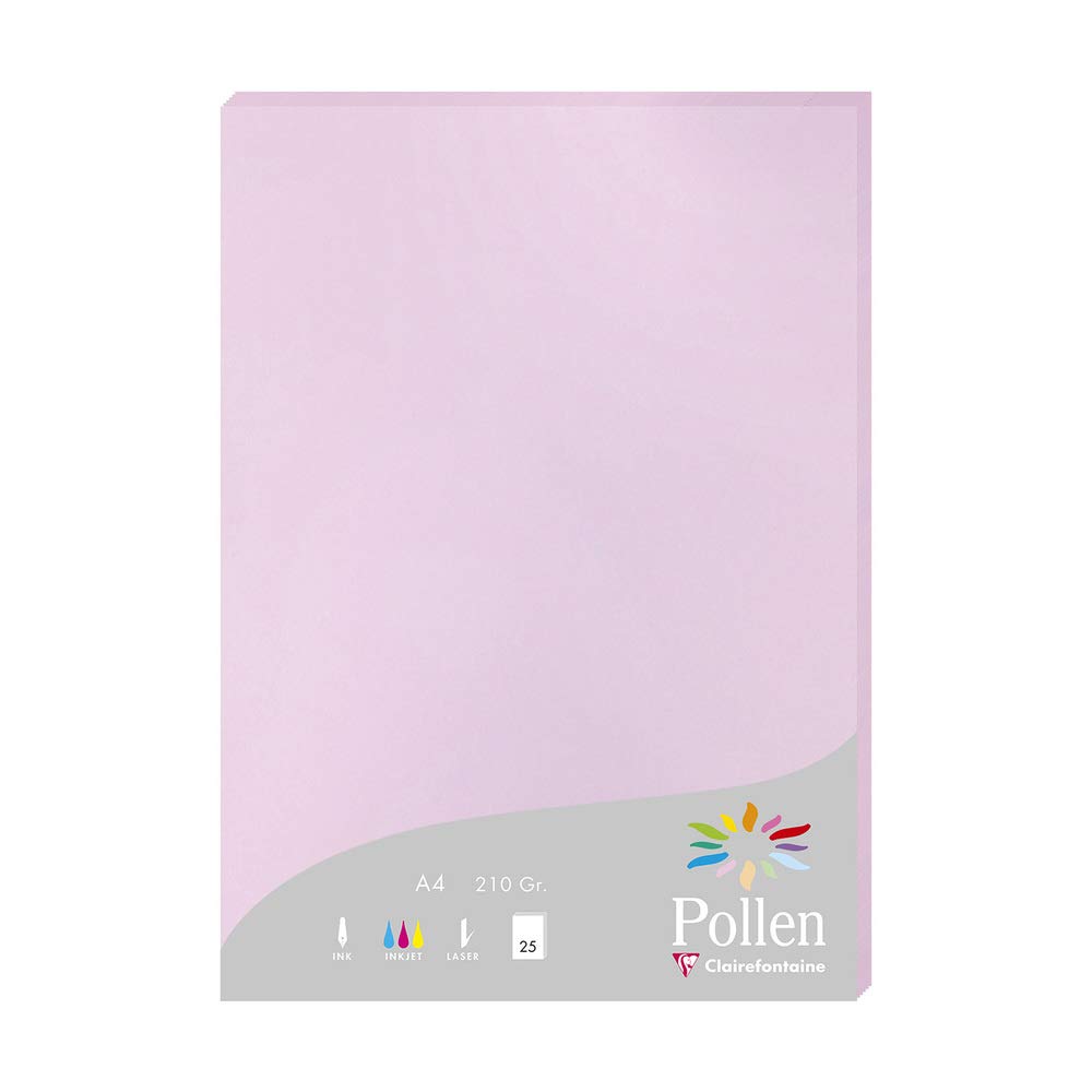Clairefontaine 24152C Wallet of 25 Sheets Format A4 (21x29,7cm) 210gsm colour Lilac Invitation Paper Events Correspondence Pollen Range Premium Paper Smooth