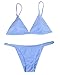 CUPSHE Women's Solid Color Back Hook Bikini Set Beach Swimwear Bathing Sui (M, Blue)