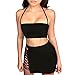 Antopmen Women Sexy Spaghetti Strap Crop Top Side Lace Up Skirt Outfit Two Piece Bodycon Bandage Dress (Small, Black)