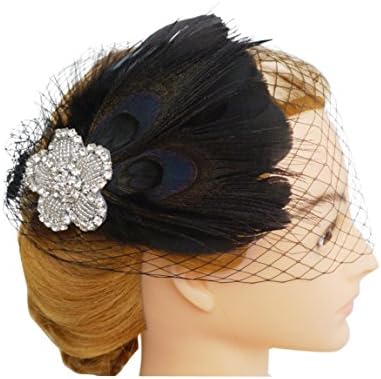 Blank K Flapper 1920's Bandeau Veil Bridal Birdcage Face Veil Carnival Derby Tea-party Facsinator Mini Hat