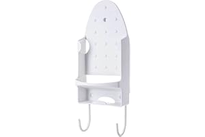 Glomora Wall Mounted Iron Rest,Wall-Mount Ironing Board Organizer,Heat-Resistant Iron Holder with Hooks for Closet and Hotel 