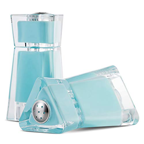 MITBAK Acrylic Turquoise Salt and Pepper Shakers (2 Piece Set) | Elegant Salt and Pepper Dispensers with Perfectly Sized Holes for Evening Seasoning | Stylish Kitchen Accessories Utensils