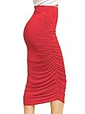 MBJ Womens Elegant High Waist Pencil Skirt with Side Shirring - Made in USA