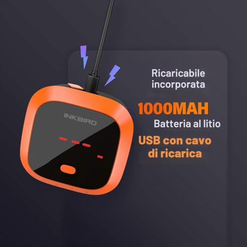 INKBIRD Waterproof Bluetooth Meat Thermometer with 4 Probes, Remote Control Rechargeable Magnet with Alarm for Kitchen, Smokers, Oven, Barbecue, Grill