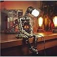 PUPERY Steampunk Table Lamp,Retro Industrial Bronze Pipe Robot Desk Lamp with 2 Edison Bulbs Lamp Creative Gift