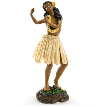 Leilani Dashboard Hula Doll Dancing Pose Natural Skirt 18cm