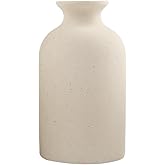 Beige Small Ceramic Vase, Dry Flower Vases Minimalism Style for Modern Table Shelf Home Decor, Fit for Fireplace Bedroom Kitchen Living Room Centerpieces Office Desk Best Decoration(S Beige)