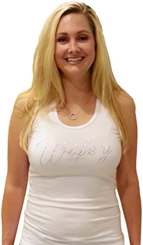 Modern Celebrations Bridesmaid Rhinestone Tank Top, Longer Length with Back Lace Inset (Bride Medium, White)