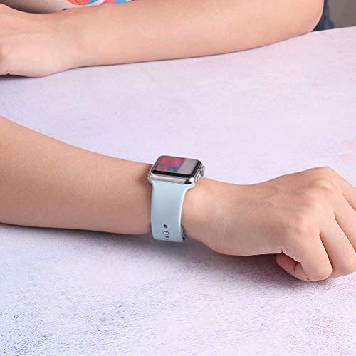 QIENGO Sport Band Compatible with Apple Watch Band 42mm 44mm, Soft Silicone Replacement Sport Strap Compatible with iWatch Apple Watch Series 4/3/2/1, S/M Turquoise