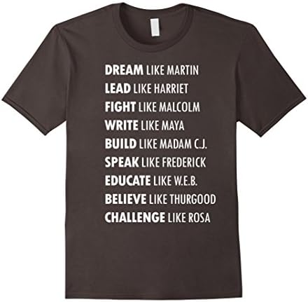 Men's DREAM Like Martin FIGHT Like Malcolm Black Pride T-Shirt XL Asphalt