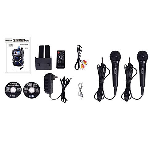 Karaoke USA Outdoor Portable Karaoke and Music Streaming PA Speaker System with Bluetooth, 7" Color Screen, and Record Function