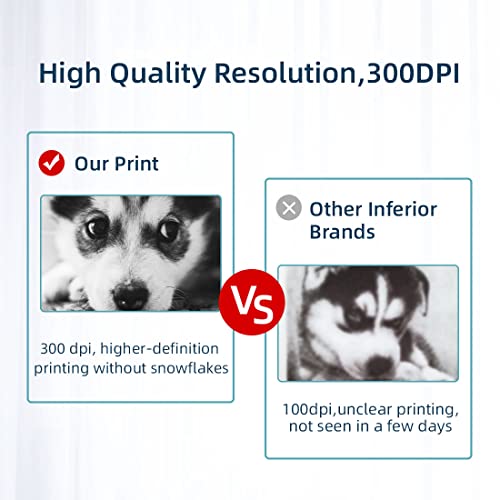 Portable Thermal Printer, Mini Bluetooth Mobile Printer Compatible with Android & iOS, 300DPI Wireless Pocket Picture Printer for iPhone Working Listing, Notes, Journal, Travel (White-Blue, TP2)