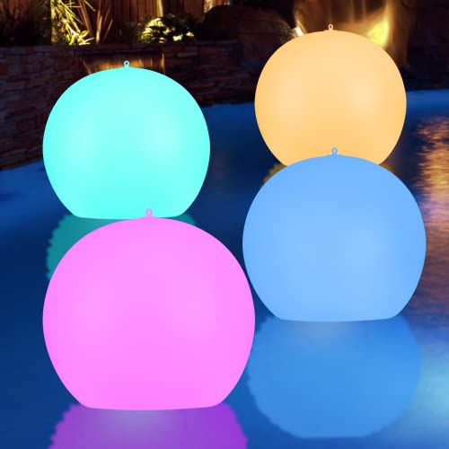 GEEDIAR 4 Pack Solar Floating Pool Lights Inflatable Waterproof IP68 ...