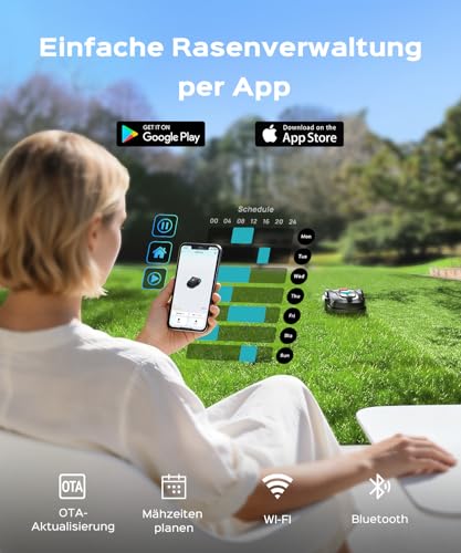 YARDCARE M800Plus Robotic Lawnmower without Boundary Cable up to 800 m², U-shaped Cutting, GPS Positioning + AI Vision Lawn Mower Robot, App Control, 150 Obstacle Avoidance (Black and Blue)