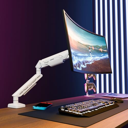 Fydeamer PC Monitor Mount for 17-35 inch Monitor Fits 2-11kg, Adjustable Gas Spring Monitor Stand, Full Motion Computer Monitor Mount, LED/LCD Display Arm with VESA Pattern 75x75/100x100, Single White