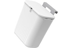 CATIEBYE Large Capacity Wall Mounted Garbage Can Lid for Kitchen and Bathroom, White Covered Hanging Waste Bin for Cabinet Do