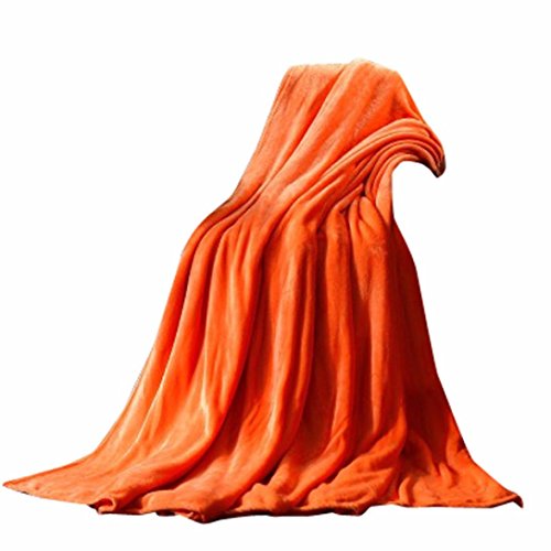 Blanket ,Hunzed Super Soft Bedspread Blanket Warm Solid Micro Plush Throw Blanket Flannel Throw Sofa Bedding Rug (Orange) - Thumbnail 3