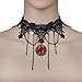 iWenSheng Halloween Costumes Jewelry for Women - Steam-Punk Black Lace Choker Necklace Gothic Jewelry Accessories, Vampire Choker Necklace Costume for Teen Girls (2#)