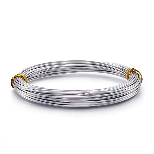 Fashewelry Aluminum Wire Beading Craft Wire Jewelry Findings DIY for Jewelry Making Accessories 1.5mm (16 Gauge), 10m/roll (Silver)
