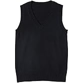 jinghuiyue Women’s V Neck Sweater Vest School Uniform Solid Color Sleeveless Knit Sweaters Pullover Tank Tops