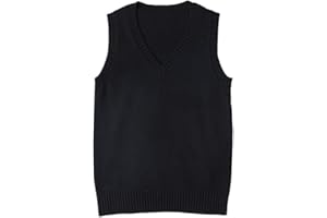 jinghuiyue Women’s V Neck Sweater Vest School Uniform Solid Color Sleeveless Knit Sweaters Pullover Tank Tops