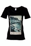 Eron Apparel Women's Vintage Retro Britain Poster Scoop Neck Top T Shirt Black S