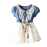 Urparcel Baby Girl Tutu Denim Dress Short Sleeve Lace Princess Party Skirts 1-6y