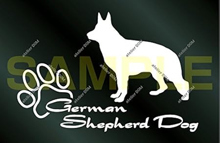 Amazon アトリエdom 少し大きめ 犬のステッカー ジャーマンシェパードドッグ 白 受注生産 シェパード ステッカー ステッカー デカール 車 バイク