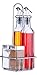 Juvale 5-Piece Oil and Vinegar Dispenser Set With Caddy, 9-Ounce Dispensers with 4-Ounce Salt & Pepper Shakers, 4-Compartment Caddy, Lever-Release Pourer, Stainless Steel Tops