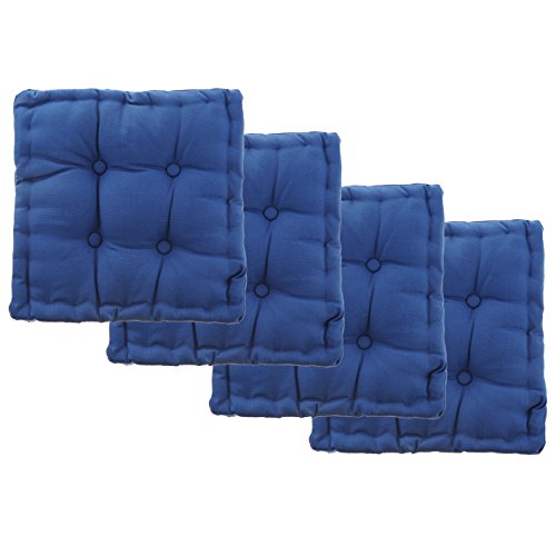 White Dove Chair Pads - Cotton Canvas - Value 4 Pack - Fits 16" Chair - XL Futon - Classic Design, by Unity (Blue) - Thumbnail 5