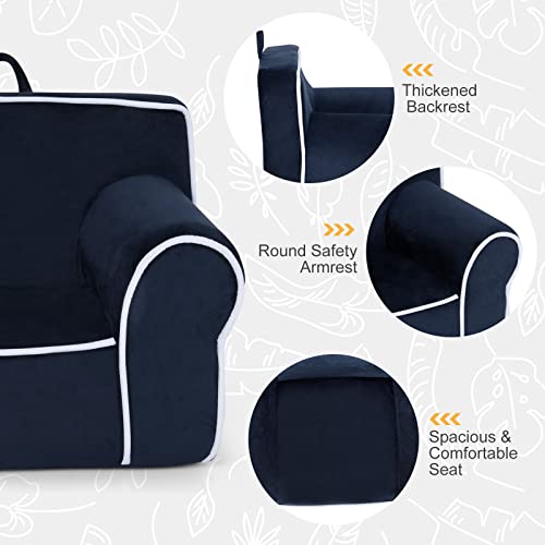 Costzon Kids Couch, Toddler Soft Sofa Chair W/Removable & Washable Velvet Surface For Preschool, Play Room, Nursery, Kindergarten, Toddler