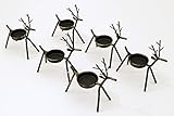 Reindeer Tea Light Holders Iron Rustic Finish Set of 6